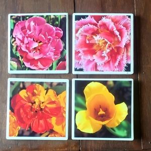 4X4 Flower photo ceramic tile coasters